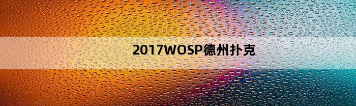 2017WOSP德州扑克