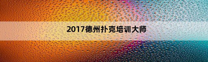 2017德州扑克培训大师