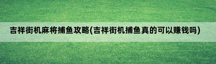 吉祥街机麻将捕鱼攻略(吉祥街机捕鱼真的可以赚钱吗)