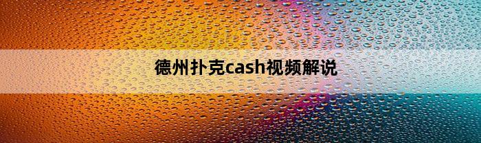 德州扑克cash视频解说