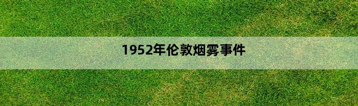 1952年伦敦烟雾事件