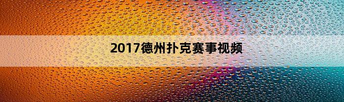 2017德州扑克赛事视频