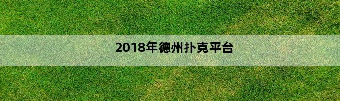 2018年德州扑克平台