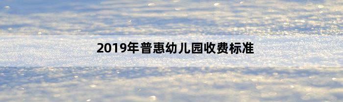 2019年普惠幼儿园收费标准