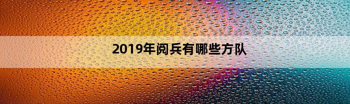 2019年阅兵有哪些方队