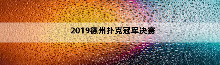 2019德州扑克冠军决赛