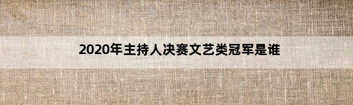 2020年主持人决赛文艺类冠军是谁