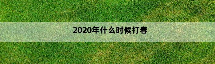 2020年什么时候打春