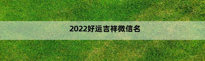 2022好运吉祥微信名