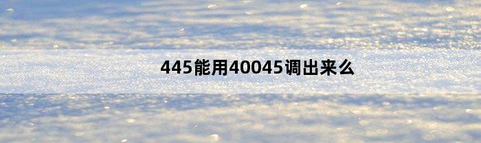 445能用40045调出来么