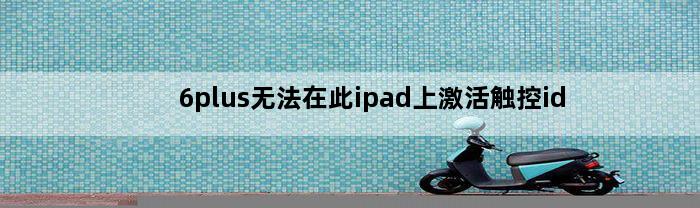 6plus无法在此ipad上激活触控id