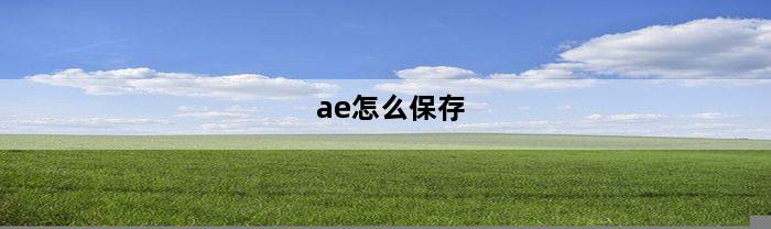 ae怎么保存