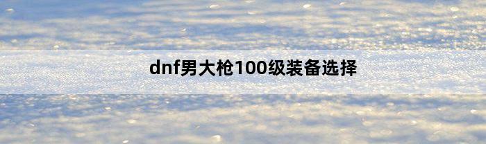 dnf男大枪100级装备选择