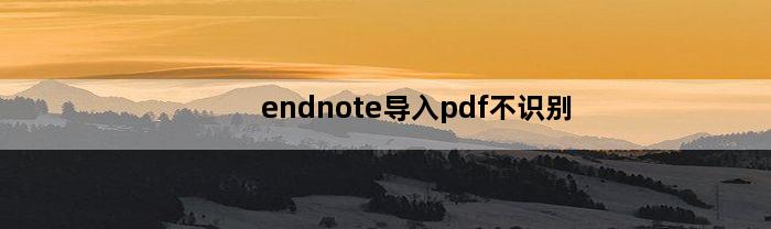 endnote导入pdf不识别