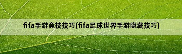 fifa手游竞技技巧(fifa足球世界手游隐藏技巧)