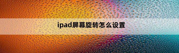 ipad屏幕旋转怎么设置