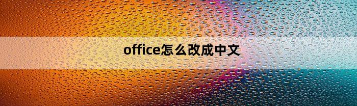 office怎么改成中文