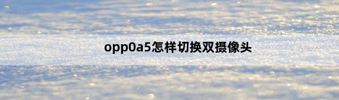 opp0a5怎样切换双摄像头