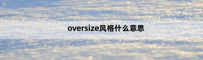 oversize风格什么意思