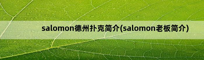 salomon德州扑克简介(salomon老板简介)