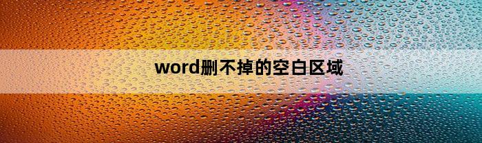 word删不掉的空白区域