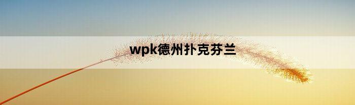 wpk德州扑克芬兰