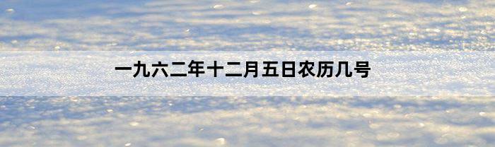 一九六二年十二月五日农历几号