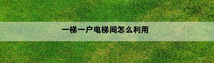 一梯一户电梯间怎么利用