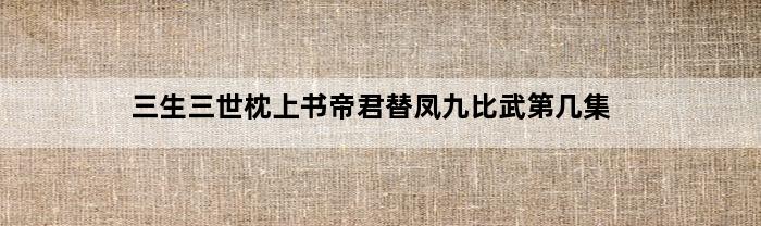 三生三世枕上书帝君替凤九比武第几集