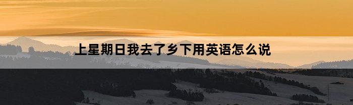 上星期日我去了乡下用英语怎么说