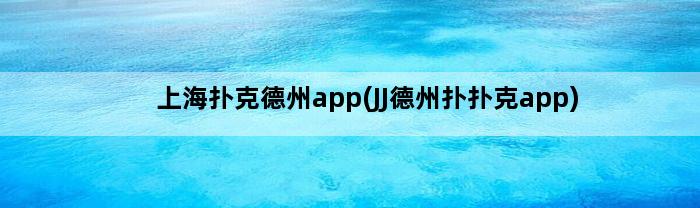 上海扑克德州app(JJ德州扑扑克app)