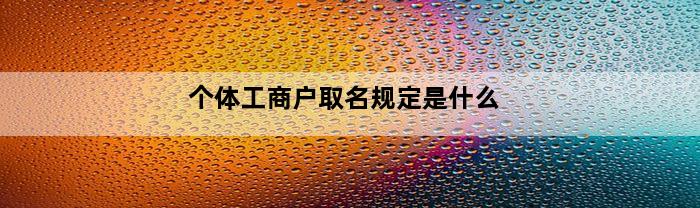 个体工商户取名规定是什么