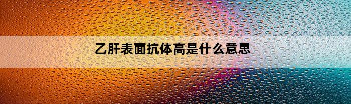 乙肝表面抗体高是什么意思