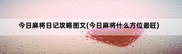 今日麻将日记攻略图文(今日麻将什么方位最旺)