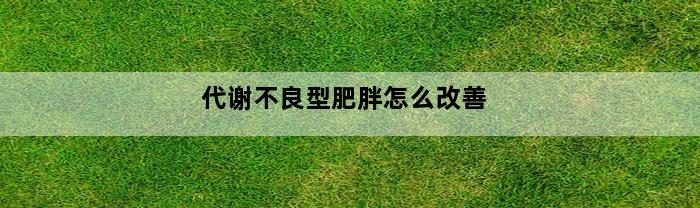 代谢不良型肥胖怎么改善