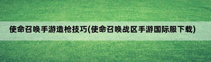 使命召唤手游造枪技巧(使命召唤战区手游国际服下载)