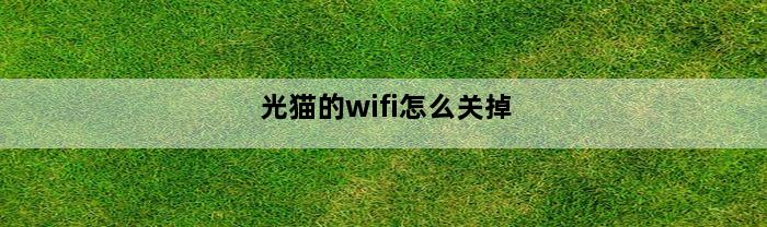 光猫的wifi怎么关掉