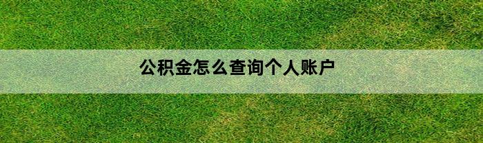 公积金怎么查询个人账户