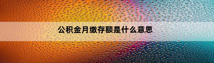 公积金月缴存额是什么意思