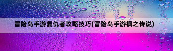 冒险岛手游复仇者攻略技巧(冒险岛手游枫之传说)