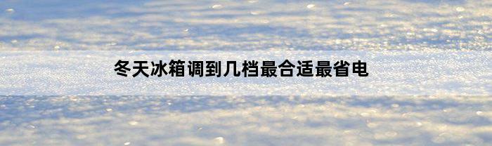 冬天冰箱调到几档最合适最省电