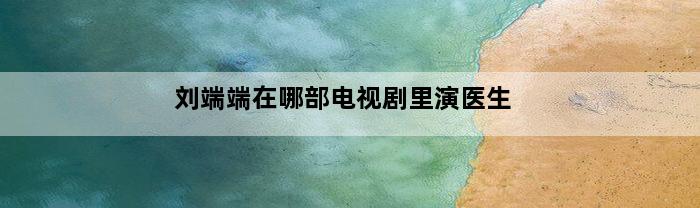 刘端端在哪部电视剧里演医生