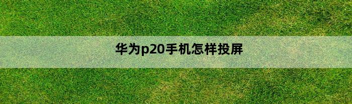 华为p20手机怎样投屏