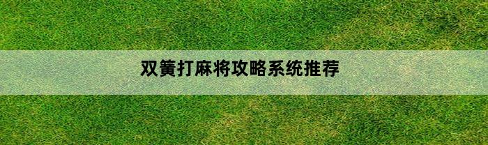 双簧打麻将攻略系统推荐