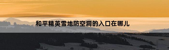 和平精英雪地防空洞的入口在哪儿