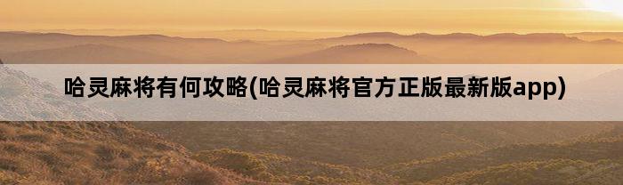 哈灵麻将有何攻略(哈灵麻将官方正版最新版app)