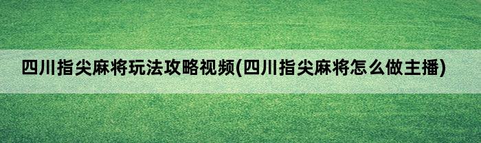 四川指尖麻将玩法攻略视频(四川指尖麻将怎么做主播)