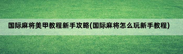 国际麻将美甲教程新手攻略(国际麻将怎么玩新手教程)