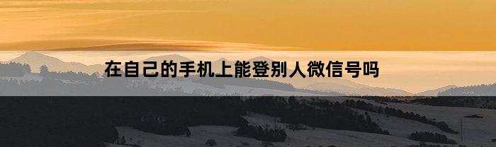 在自己的手机上能登别人微信号吗