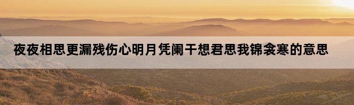 夜夜相思更漏残伤心明月凭阑干想君思我锦衾寒的意思